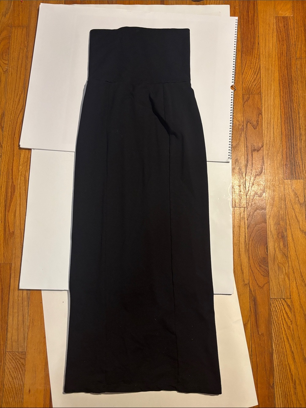 Marcella NYC Black maxi Pencil Skirt w back slit High-Waist or fold down waist